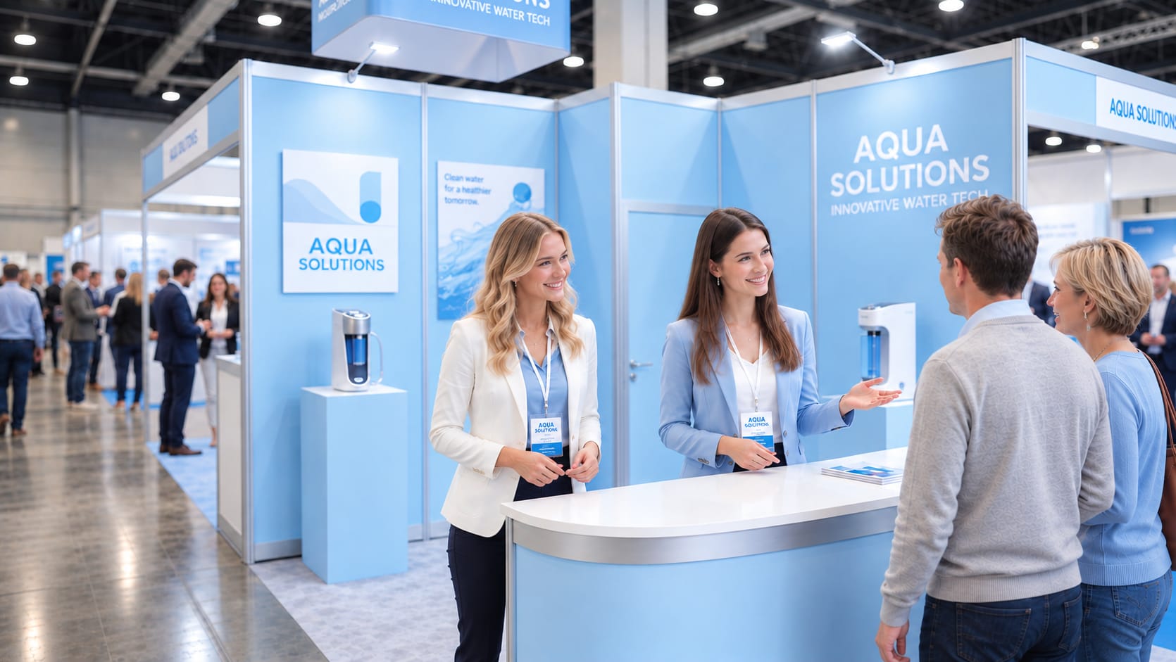 Messehostess im Einsatz auf einer Messe